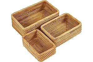 Natural Rectangular Wicker Canastas de Mimbre (Set of 3)