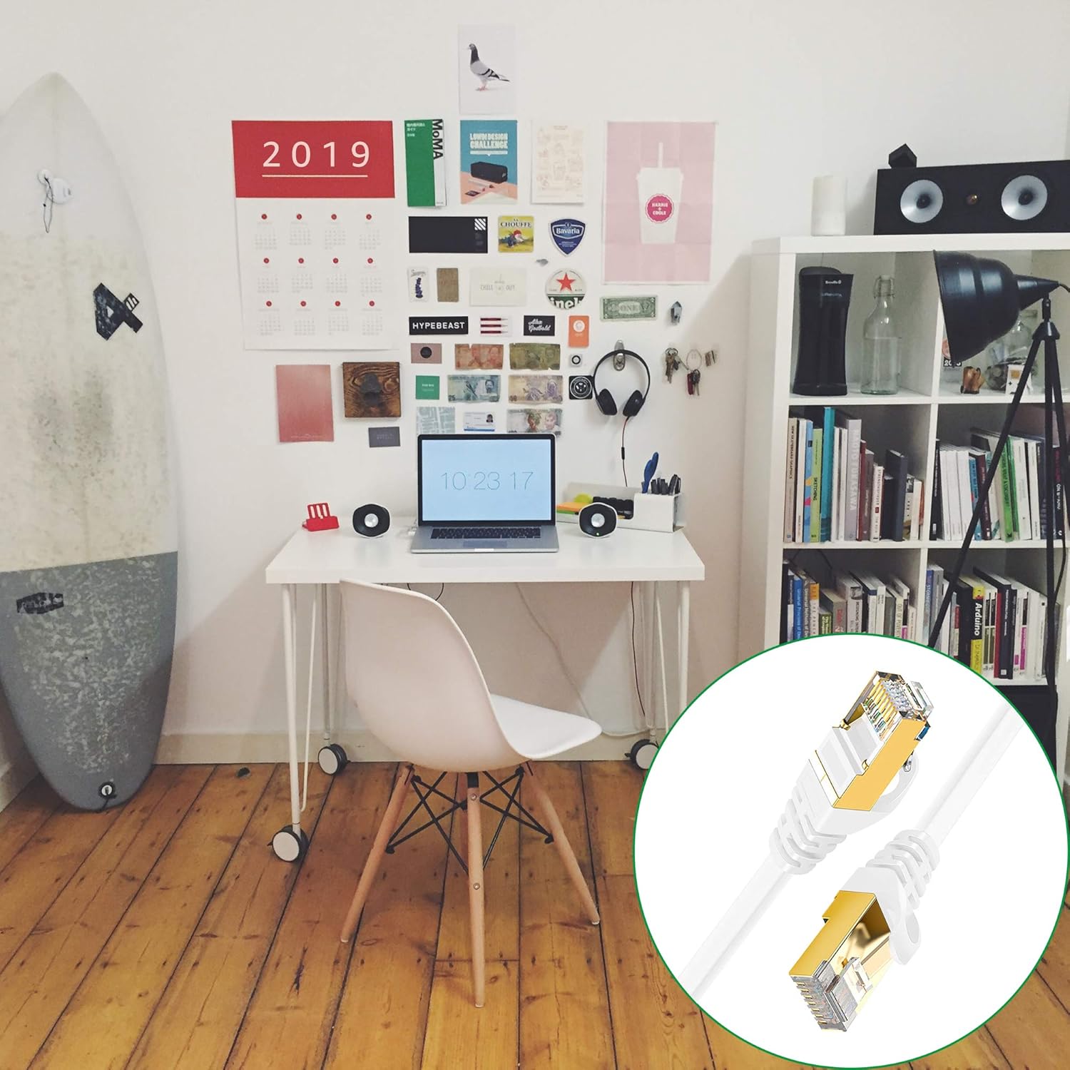 Cat 7 Ethernet Cable 75 ft LAN Cable Internet Network Cord for PS4, Xbox, Router, Modem, Gaming, White Flat Shielded 10 Gigabit RJ45 High Speed Computer Patch Wire. : Electronics