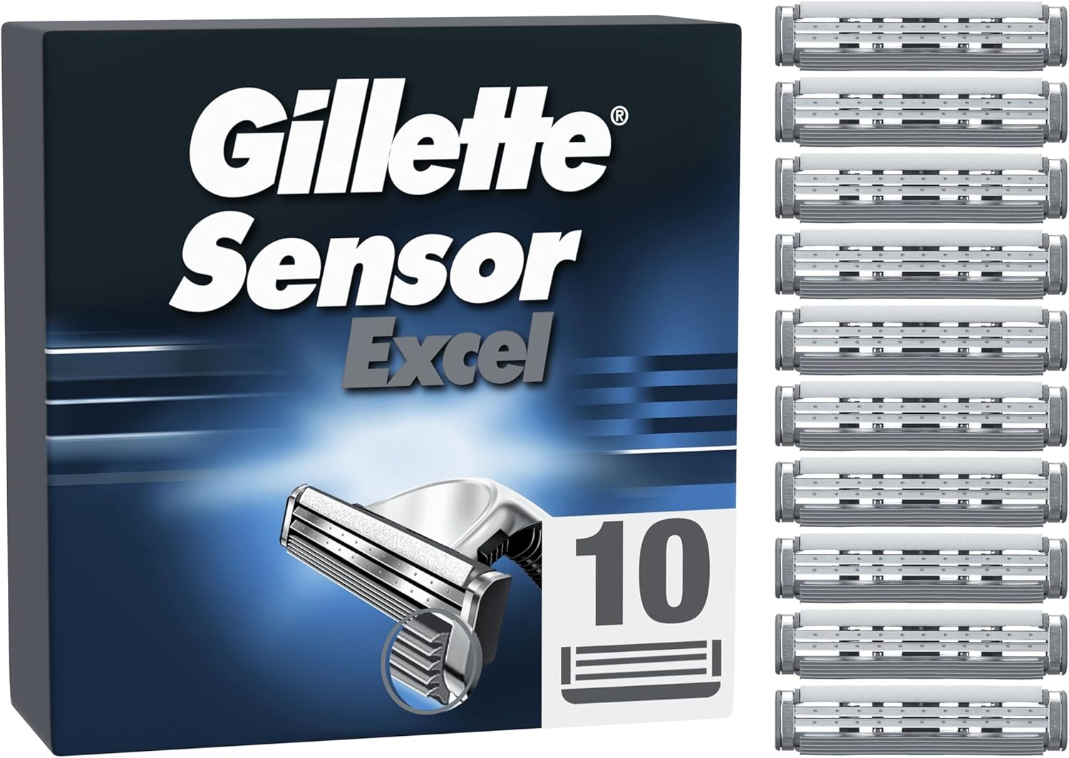 Gillette Sensor Excel, Confezione da 10 Lamette da Barba di Ricambio