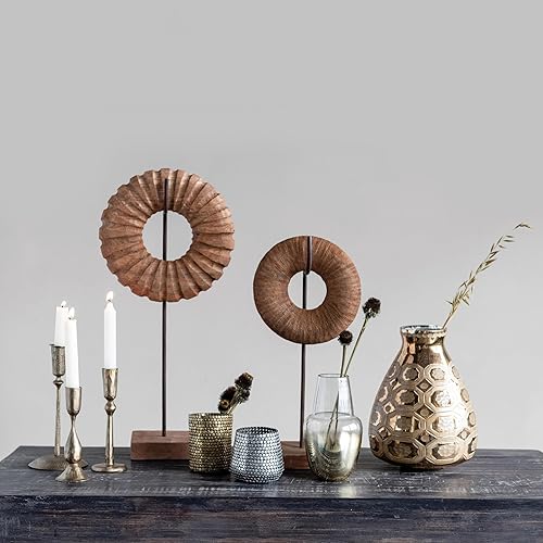 Miniatura 4 de Creative Co-Op Cono de metal martillado forjado a mano, sostenedor de vela de latón antiguo del final