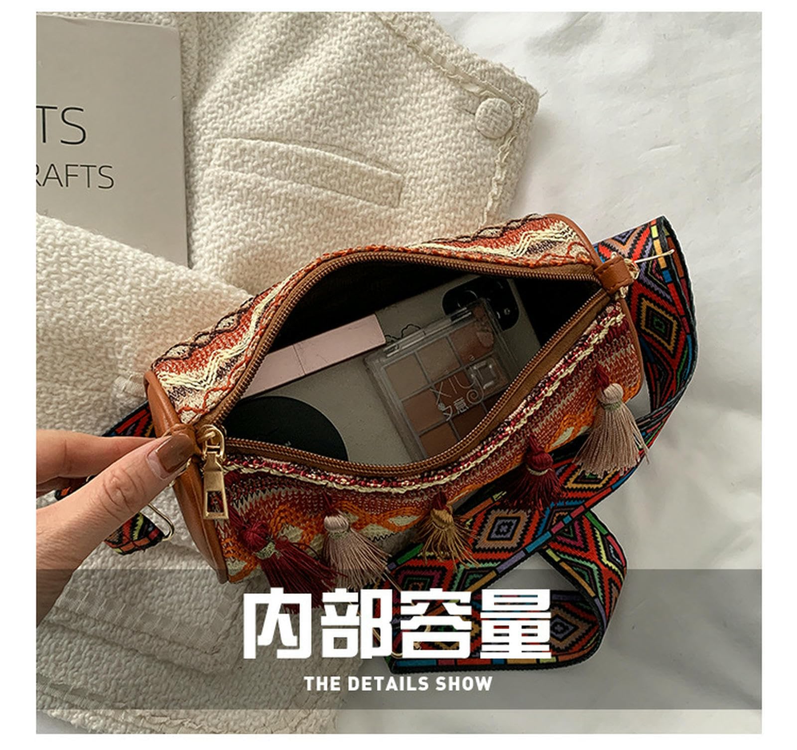 Torebki damskie mini crossbody -torebki dla kobiet czeskie sprzęgła portmonetki frędzle -pakiet kopertowy portmonetka czerwona