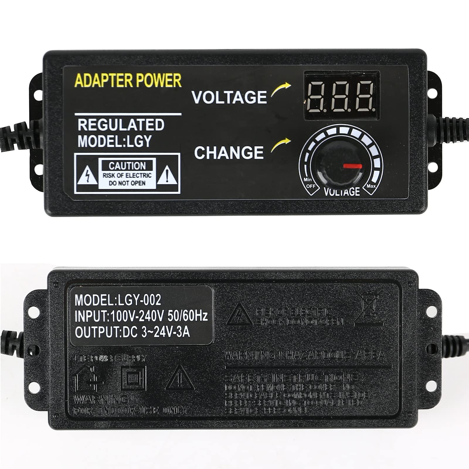 Produktbild von Dioche Einstellbares Netzteil 9-24V 3A 72W – LED-Anzeige, Mehrstufiger Schutz (Überlade-, Überstrom-, Kurzschluss), ABS+PC, Flammhemmend, EU-Stecker