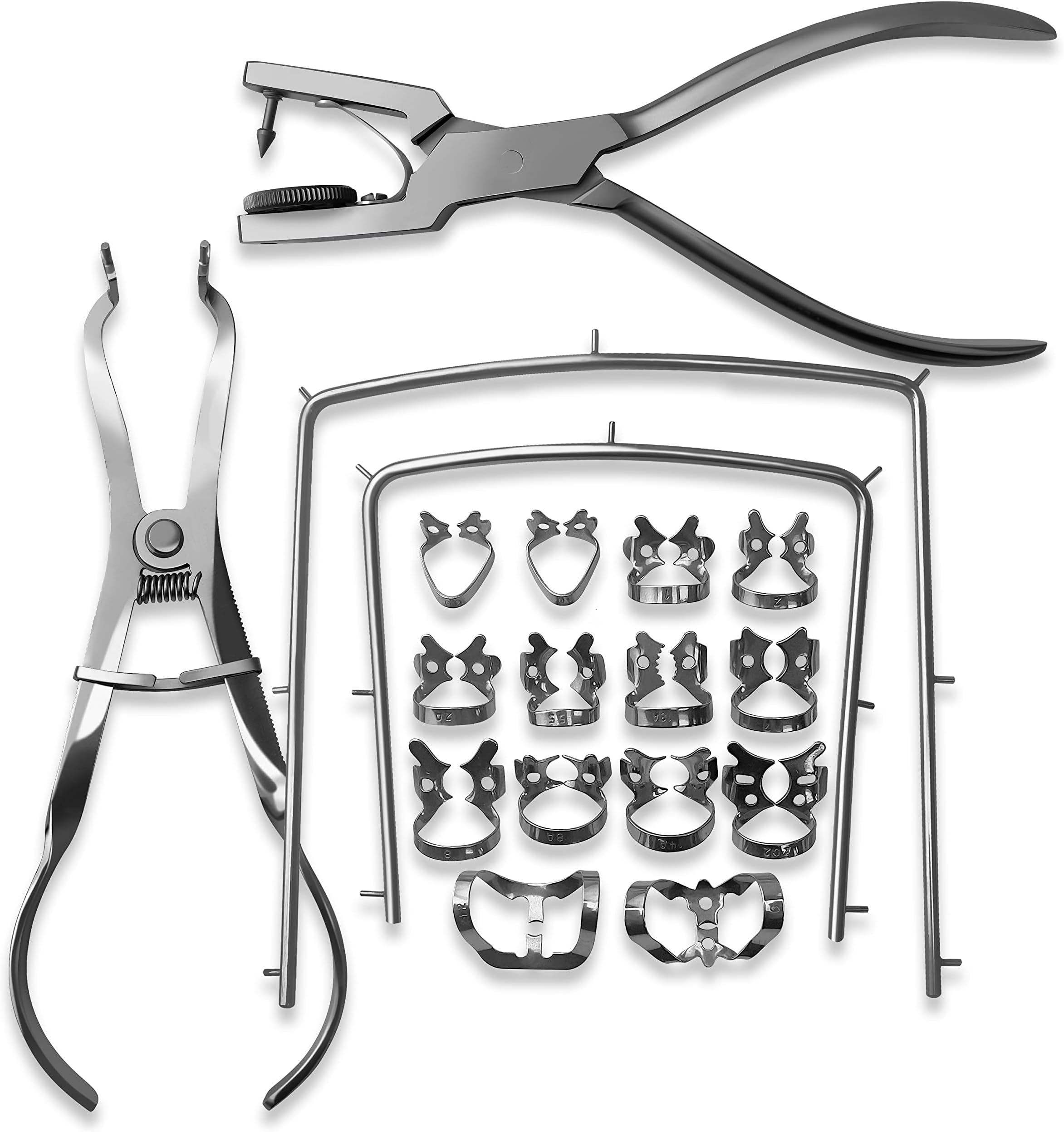 SURGICAL ONLINE Comprehensive Dental Rubber Dam Kit - Medical Grade Stainless Steel, Rubber Dam Clamps, Punch Plier, Endodontic Supplies, and Dental Isolation Tools.