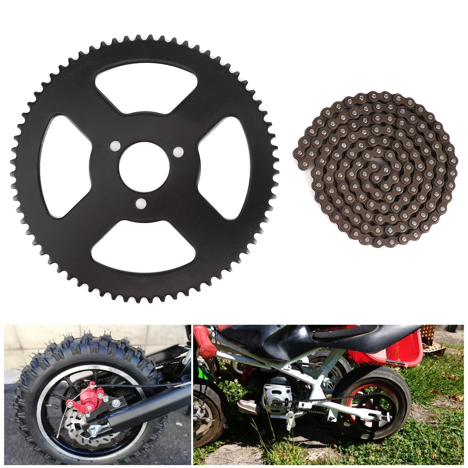 Mini Moto Catene, 25H Catena 144 Maglie Pignone Albero a 2 Tempi per Mini Moto Elettrica Pocket Bike ATV Quad Accesso, Diametro del Pignone Circa 5,5 pollici
