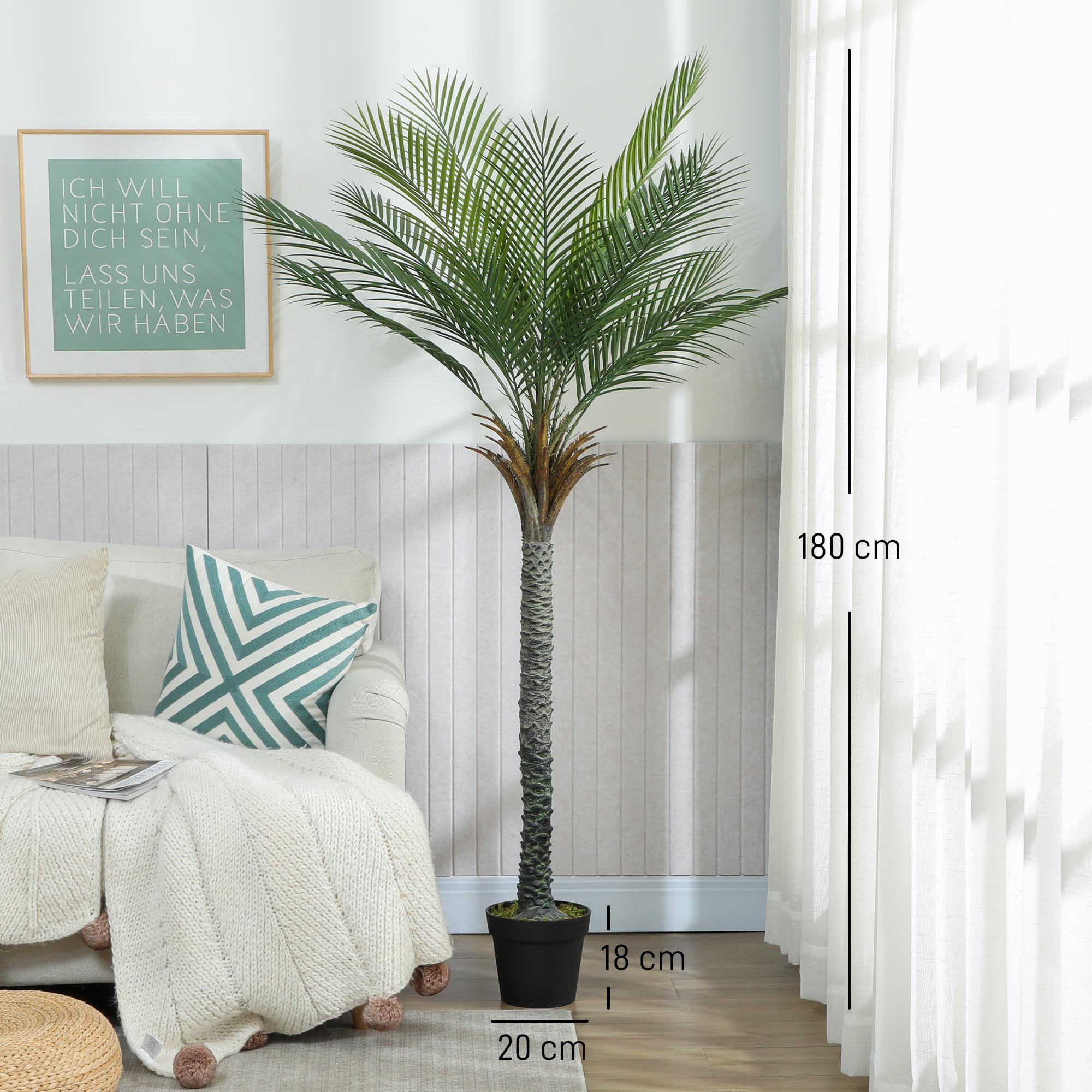 HOMCOM Palmier Artificiel 180 cm Plante Artificielle Tropicale en Pot