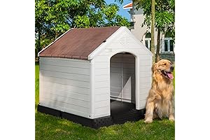 PUKAMI Plastic Dog House Outdoor Indoor for Large Dogs, Waterproof & Ventilated...