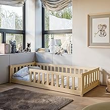 Montessori Children's Bed 90 x 190 cm with Fall Protection & Slatted Bed Base – Cot for Children and Teens