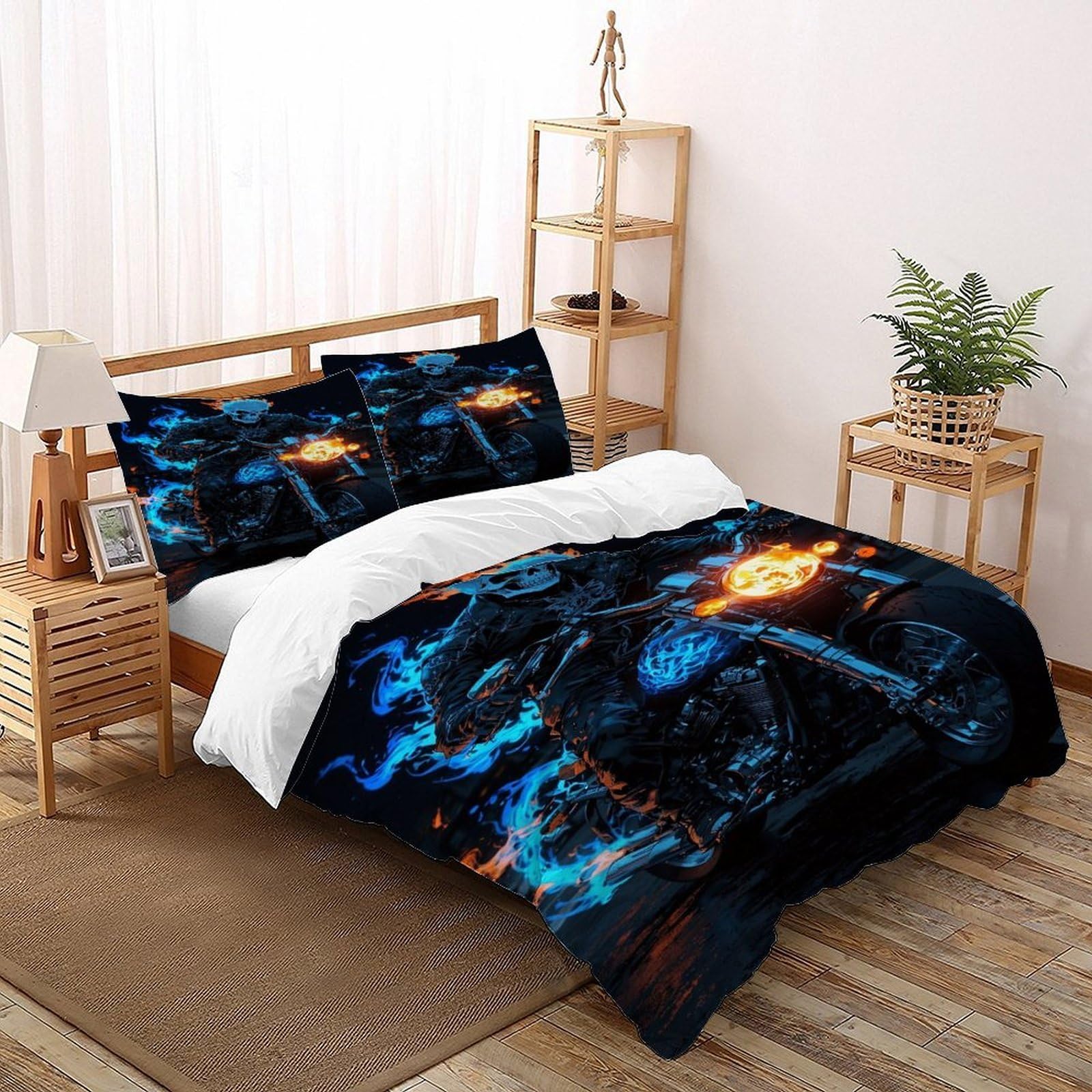 Parure de couette moto crâne de qualité supérieure Super King 260x220