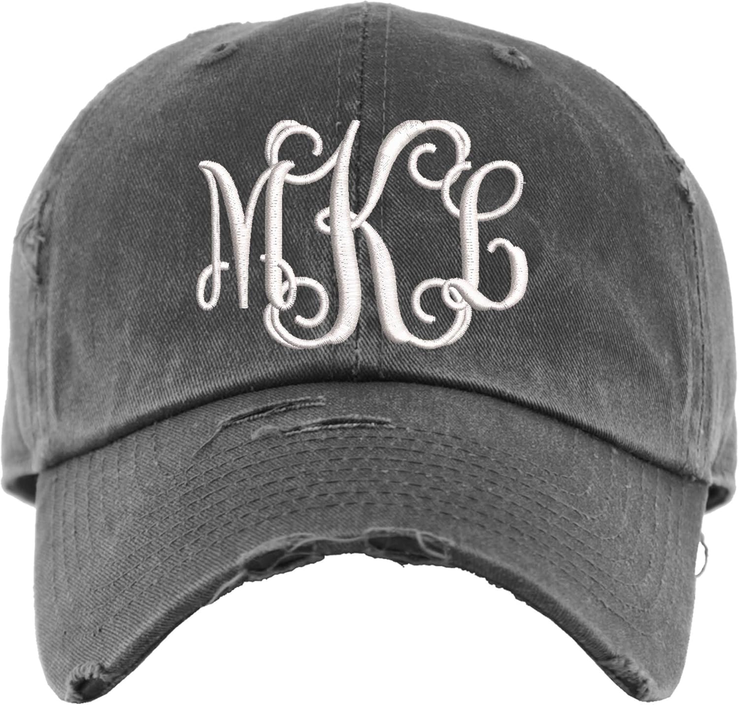 Women's Monogram Hat | Distressed Cap | High Ponytail Option | Baseball or Trucker Hat | Woman Monogrammed Hat