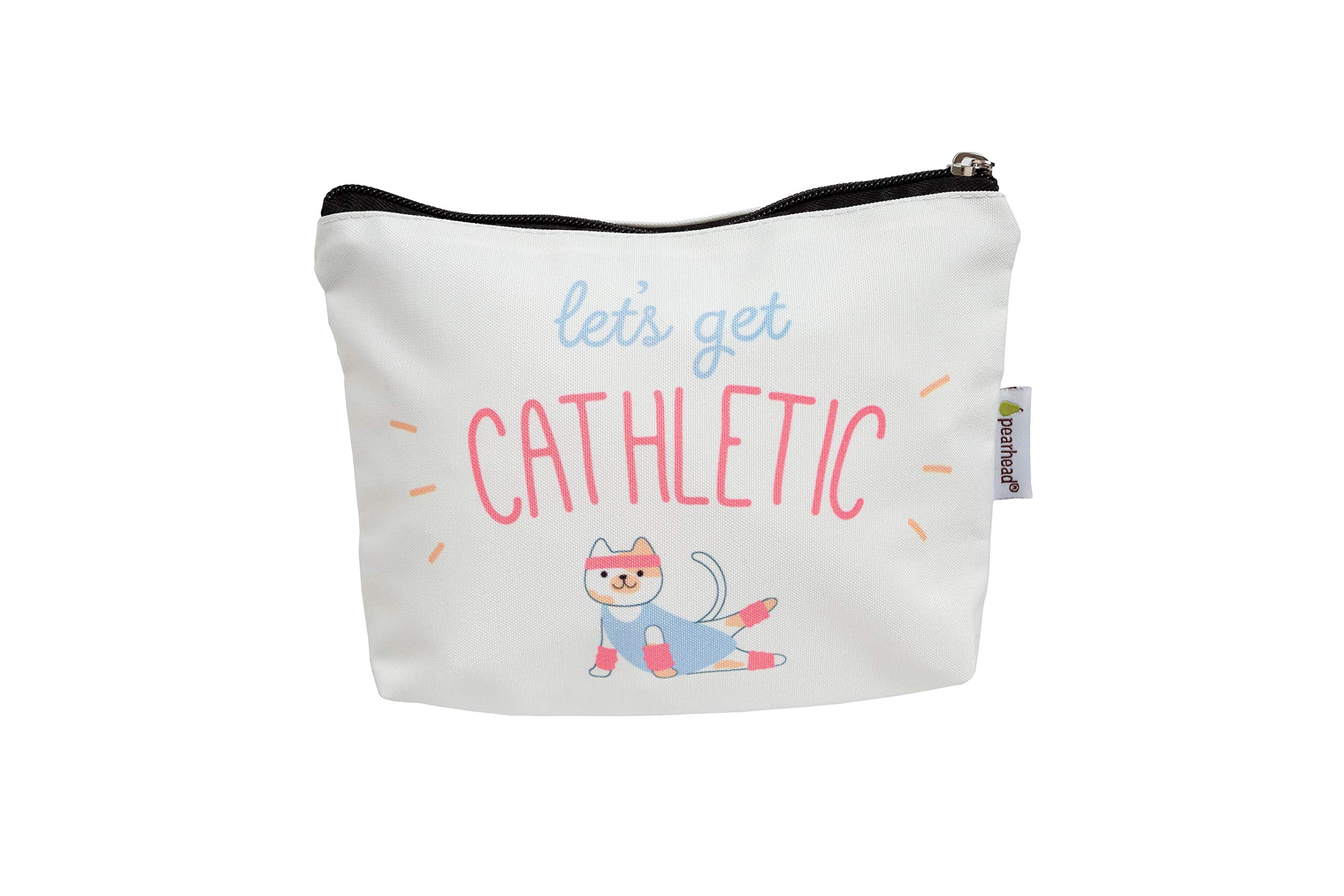 Pearhead Letââ‚¬â„¢s Get Cathletic Canvas Pouch, Travel Zipper Bag Perfect for Cat Lovers