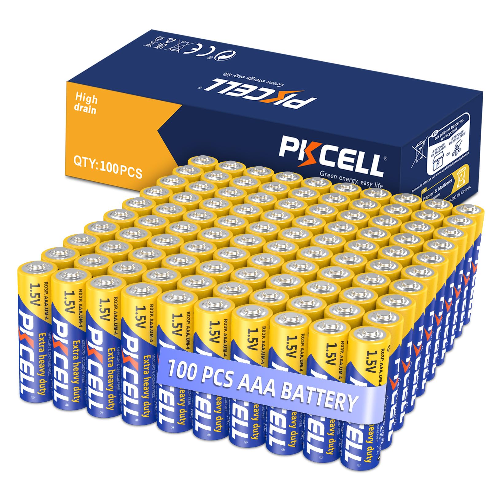 PKCELL AAA Batteries 100-Pack
