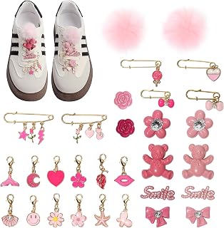 Bellaqueo 38Pcs Bling Shoe Charms for Sneakers Girls, Bling Shoe Lace Clips, Shoelace Junk Socks Charms Kit