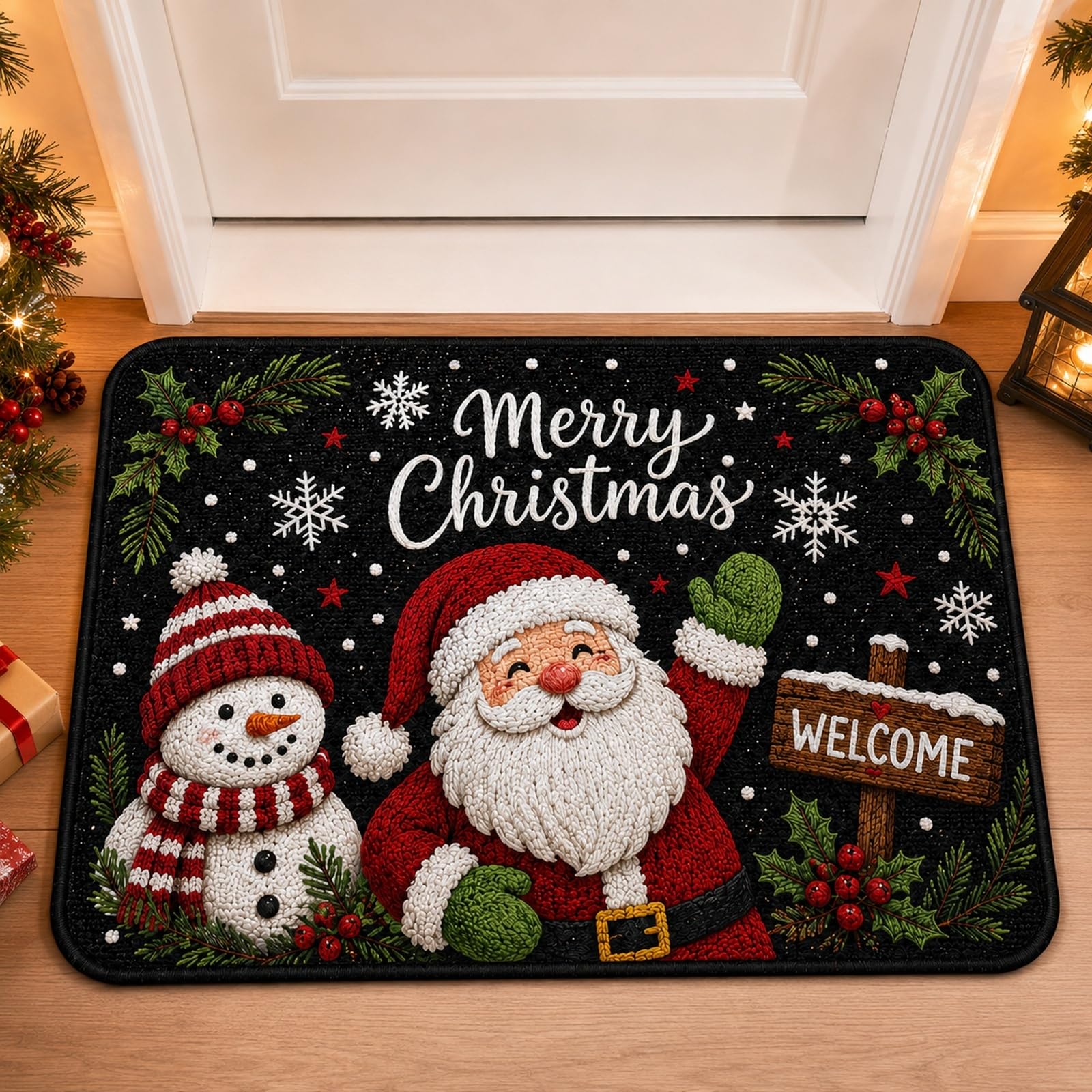 Merry Christmas Door Mat Santa Snowman Non-Slip Christmas Decorations