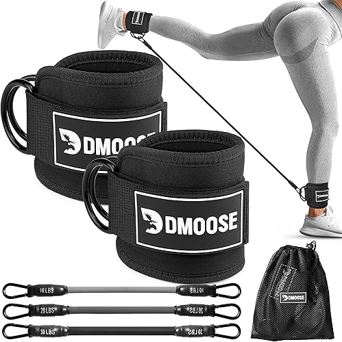 DMoose - Correa de tobillo para máquina de cable, talla única, con acolchado de alta calidad, puños de tobillo para entrenamiento, entrenamiento de