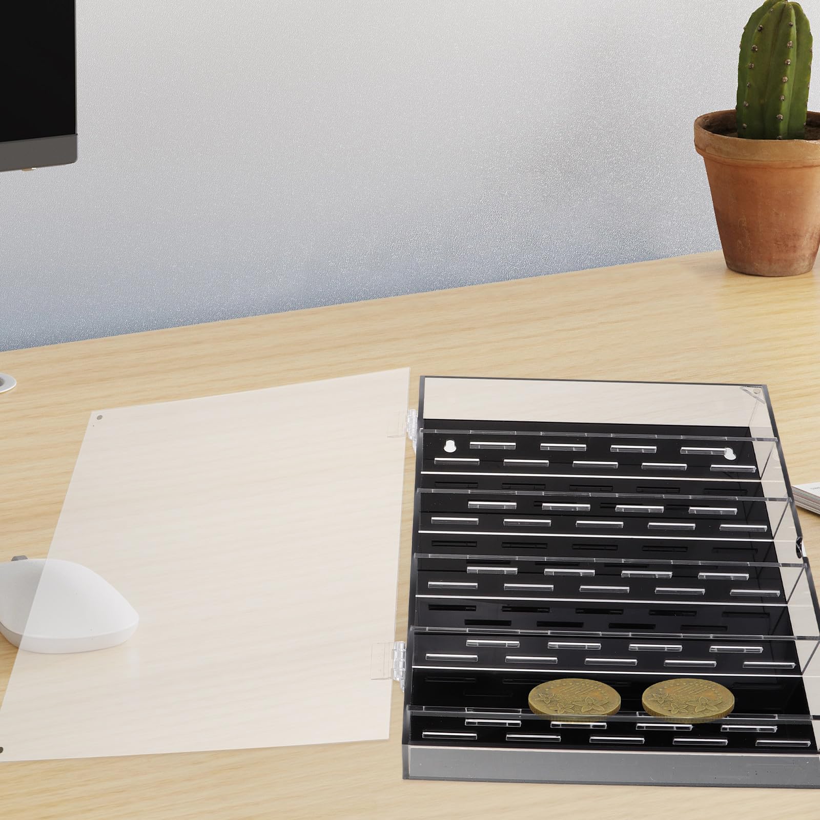 Caja Transparente para Coleccionar Monedas de Vidrio Orgánico, Pequeña Caja de Monedas para Exhibir y Proteger contra Deformaciones, Adecuado para Coleccionistas