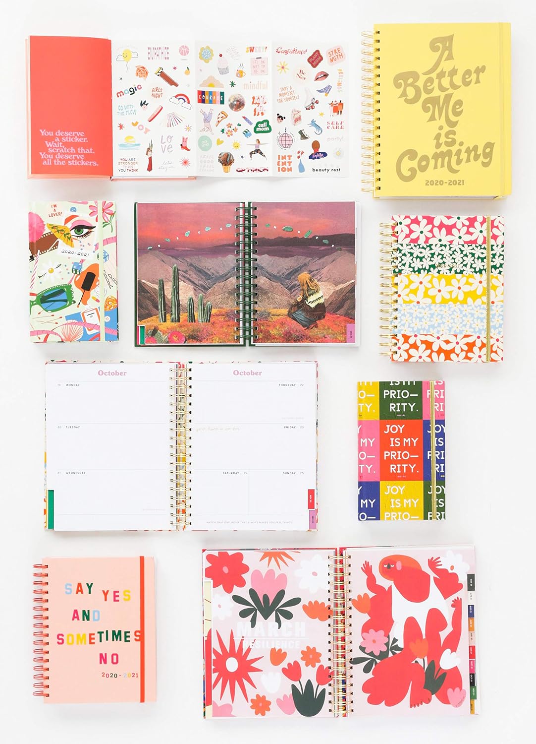 Ban.do 17 Month 2020-2021 Medium Daily Planner with Weekly & Monthly Views, Dated August 2020 - December 2021, Hardcover Self-Care Planner with Stickers, Goal/Reflection Pages, & Cool Art, Say Yes