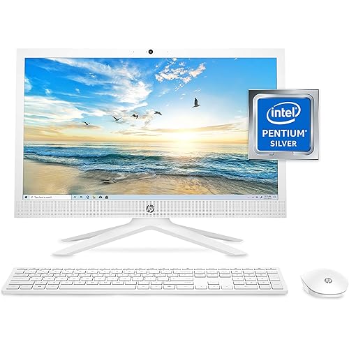 HP 21 All-in-One PC, Intel Pentium Silver J5040 Quad-Core Processor, 4 GB RAM, 128 GB SSD Storage, 20.7-inch Full HD Display, Windows 10 Home with Enhanced Security, Privacy Camera (21-b0020, 2020)