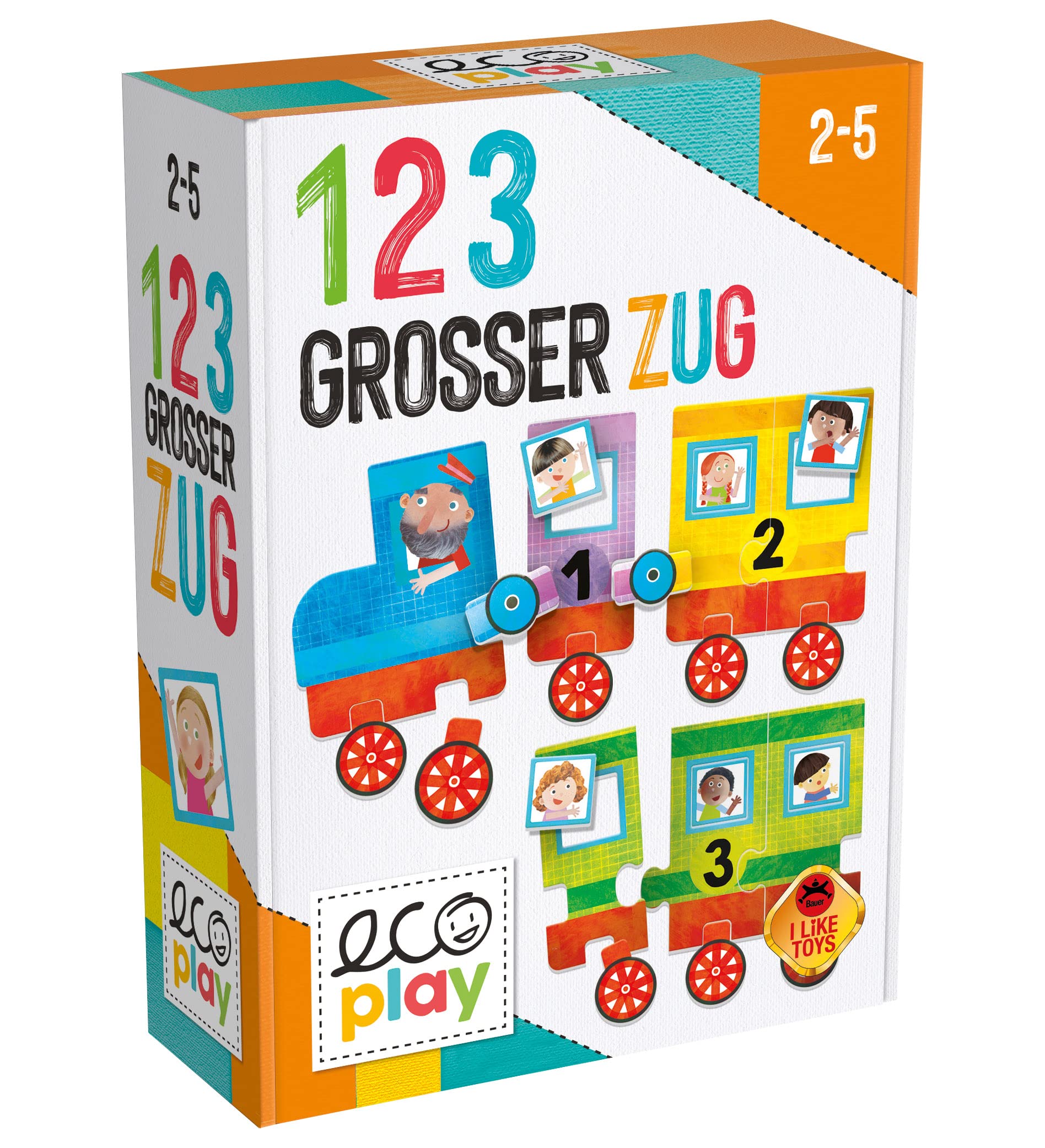 Headu DE52590 123 Large Train Montessori Educational Game, Orange
