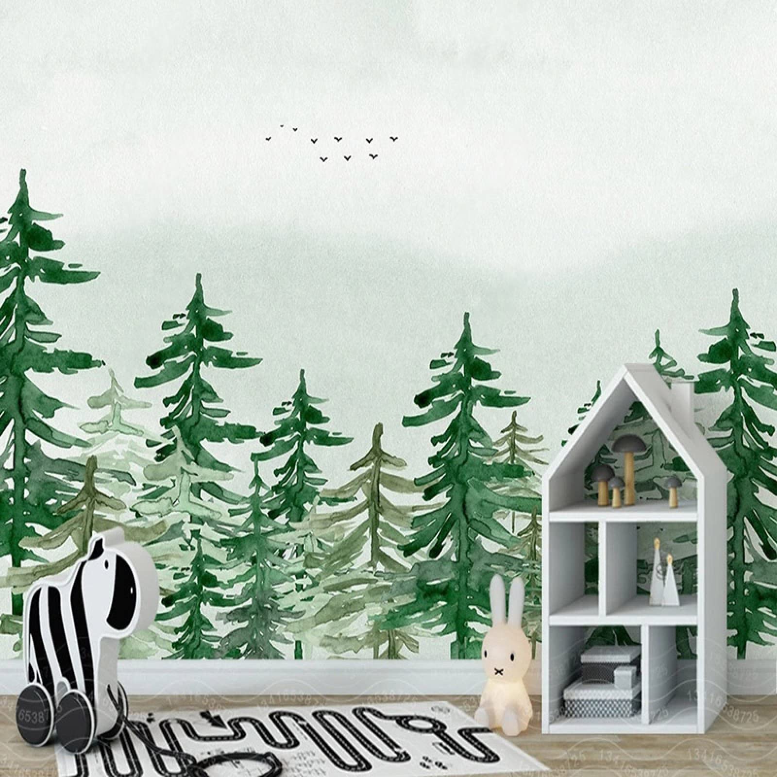 Papier peint mural personnalisé forêt verte 400X280cm pour salon et TV