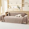 VANJOROY 100% Chenille Natural Sofa Large Throw Blanket For 3 4 Seater -Extra Large Throws for Settees, Natural Luxury Soft Throw for Chair Couch and Bed, Khaki-180 x 380cm