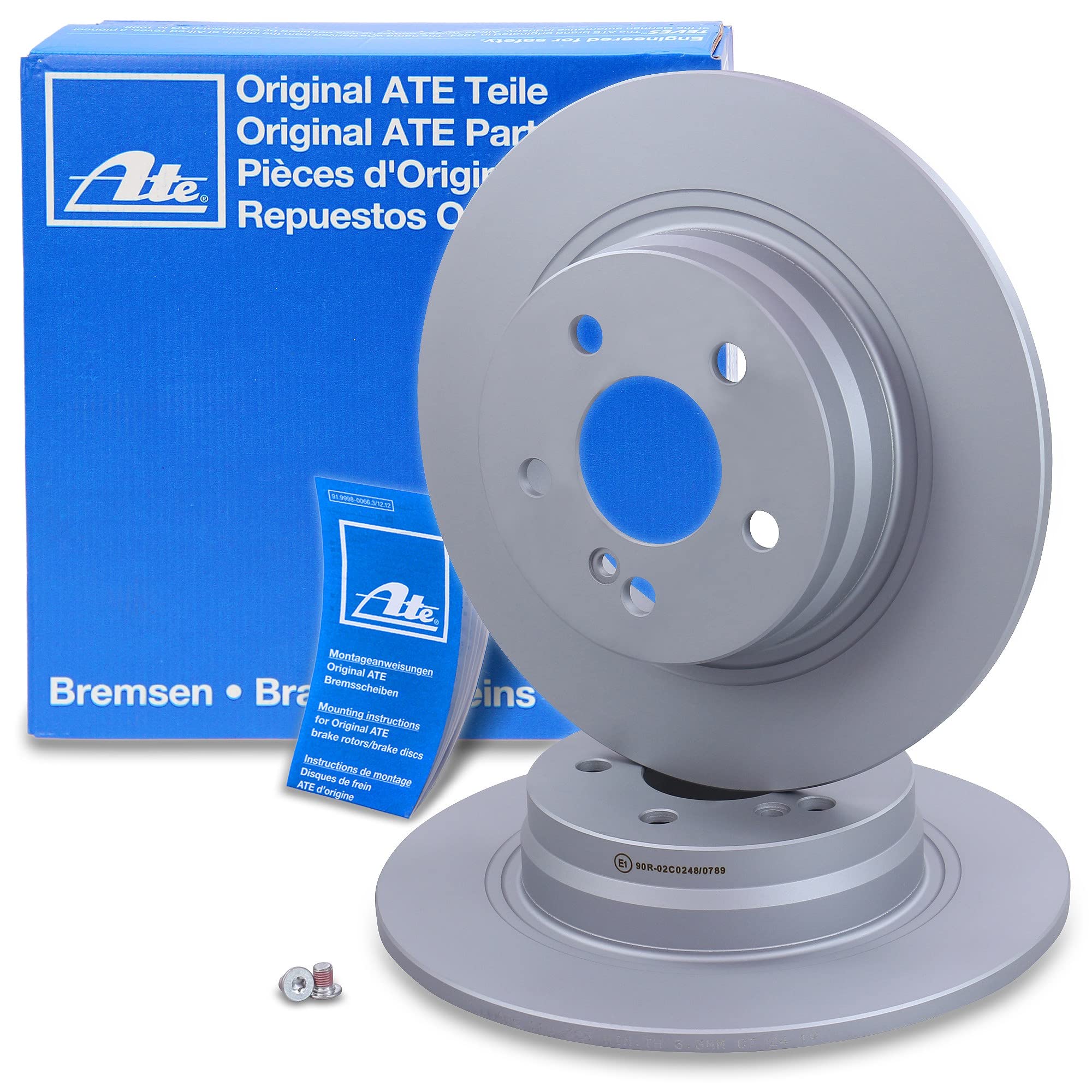 ATE Set di freni +dischi freno anteriori ¯ 295mm ventilati +posteriori ¯ 300mm pieni e pastiglie freno anteriori +posteriori Compatibile con MERCEDES Classe C (204), Classe E CoupŽ (C207)