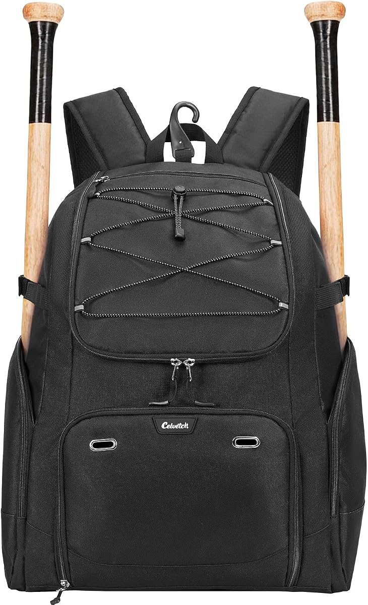 Mochila de béisbol para adultos Bolsa de bate de softbol de gran capacidad | Compartimento para zapatos y bolsillo húmedo, bolsa de béisbol con gancho para valla para 4 bates y equipo, mochila deportiva para gimnasio