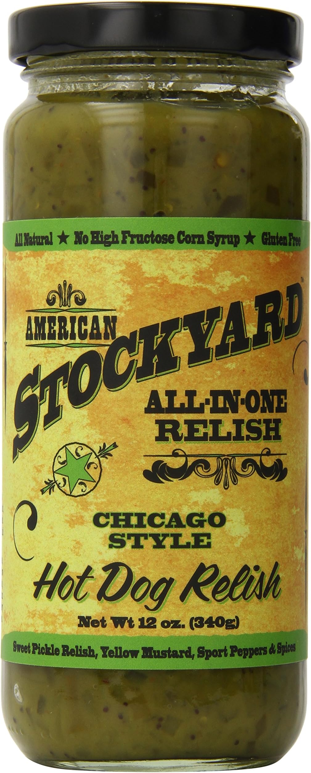 American Stockyard- Chicago Style - All In One Hot Dog Relish - 12 Oz - Made in USA - All Natural - No High Fructose Corn Syrup - Gluten Free - Pack of 1