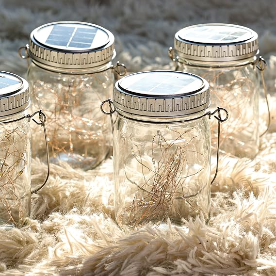 Cooo Garden Lantern Bundle 12 Pack Mason-Jar Lanterns +2 Pack Mosaic Lanterns