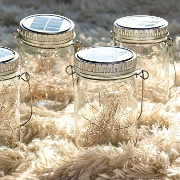 Cooo Garden Lantern Bundle 12 Pack Mason-Jar Lanterns +2 Pack Mosaic Lanterns
