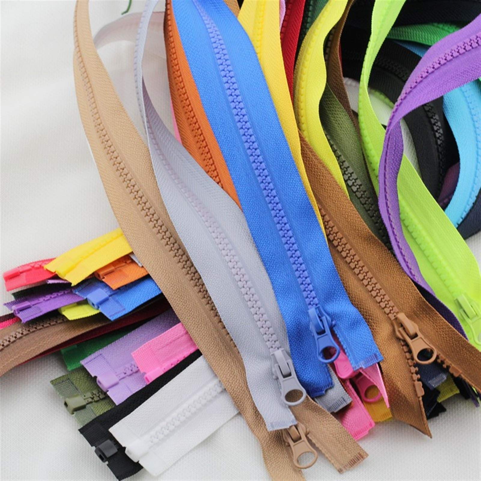 Zip Bidirezionale 3 pezzi 5# 30/40/55/60/70/80/90 cm Cerniera in resina Open-End Chiusura automatica Cerniere in plastica for cucire abbigliamento ( Color : Fluorescent, Size : 70CM_5