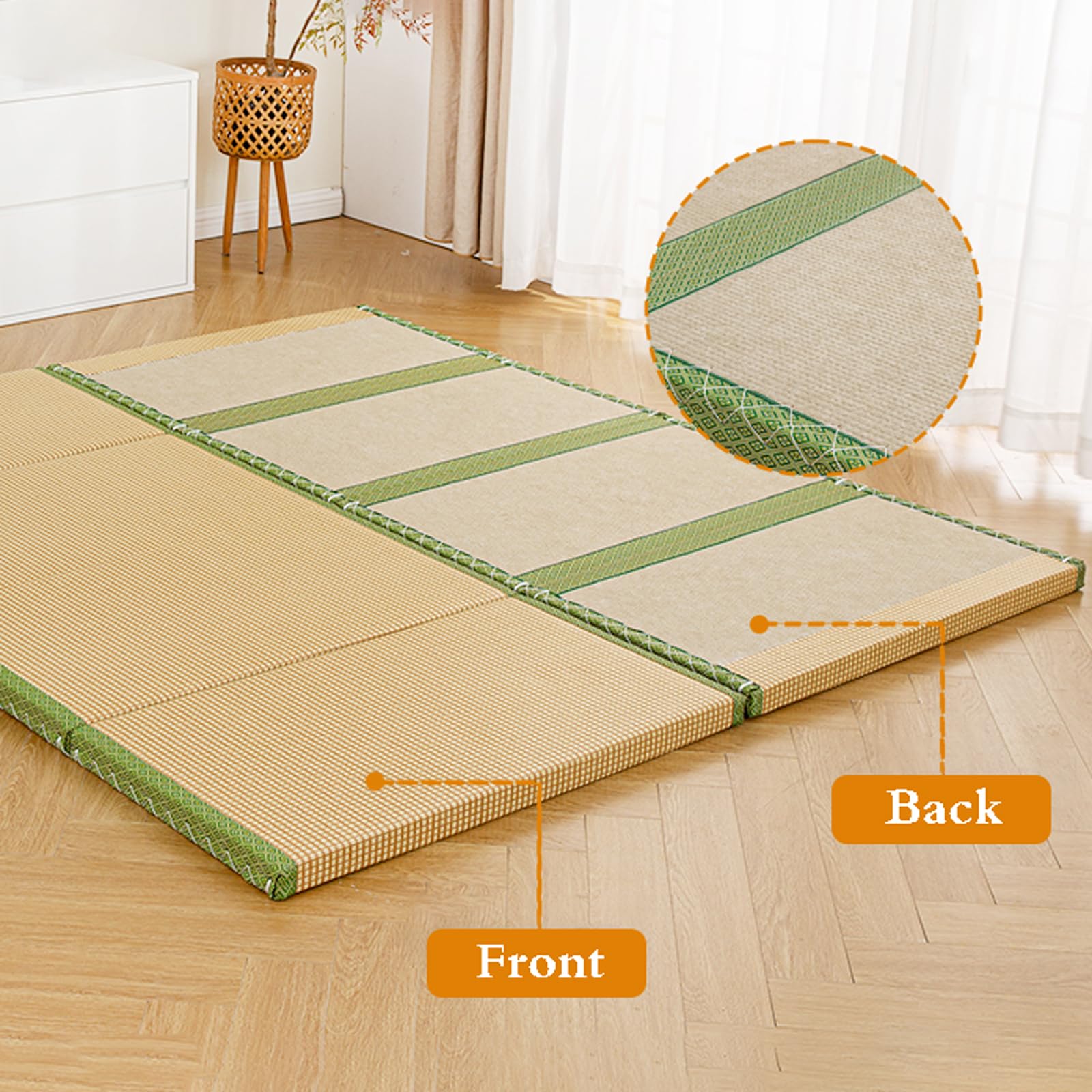 Tatami Tapis traditionnel japonais pliable pour salon, salle de jeux, méditation, facile à nettoyer, respirant, idéal pour salon de thé