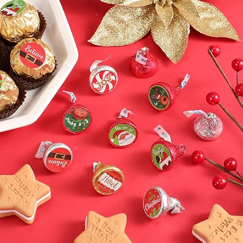 Miniatura 8 de 504 calcomanías de regalos de fiesta de Navidad, dulces de Navidad, etiquetas de gotas de chocolate, calcomanías de besos, calcomanías de Papá Noel,