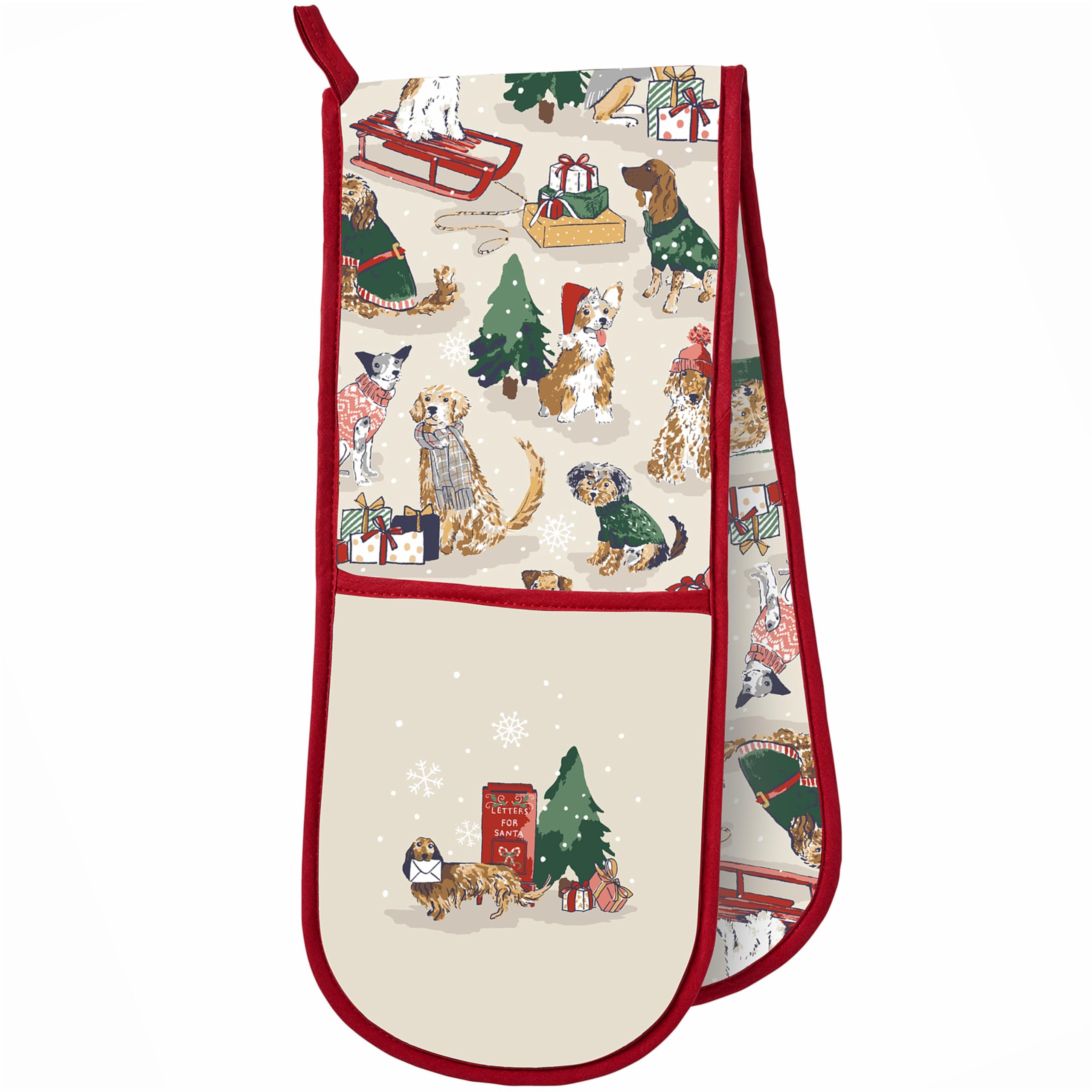 Ulster Weavers - Christmas Double Oven Gloves with Dogs (88 x 18cm) - 100% Cotton - Christmas Dog Oven Gloves Heat Resistant - Christmas Kitchen Decorations - Dog Lovers Gifts - Christmas Dog Kitchen