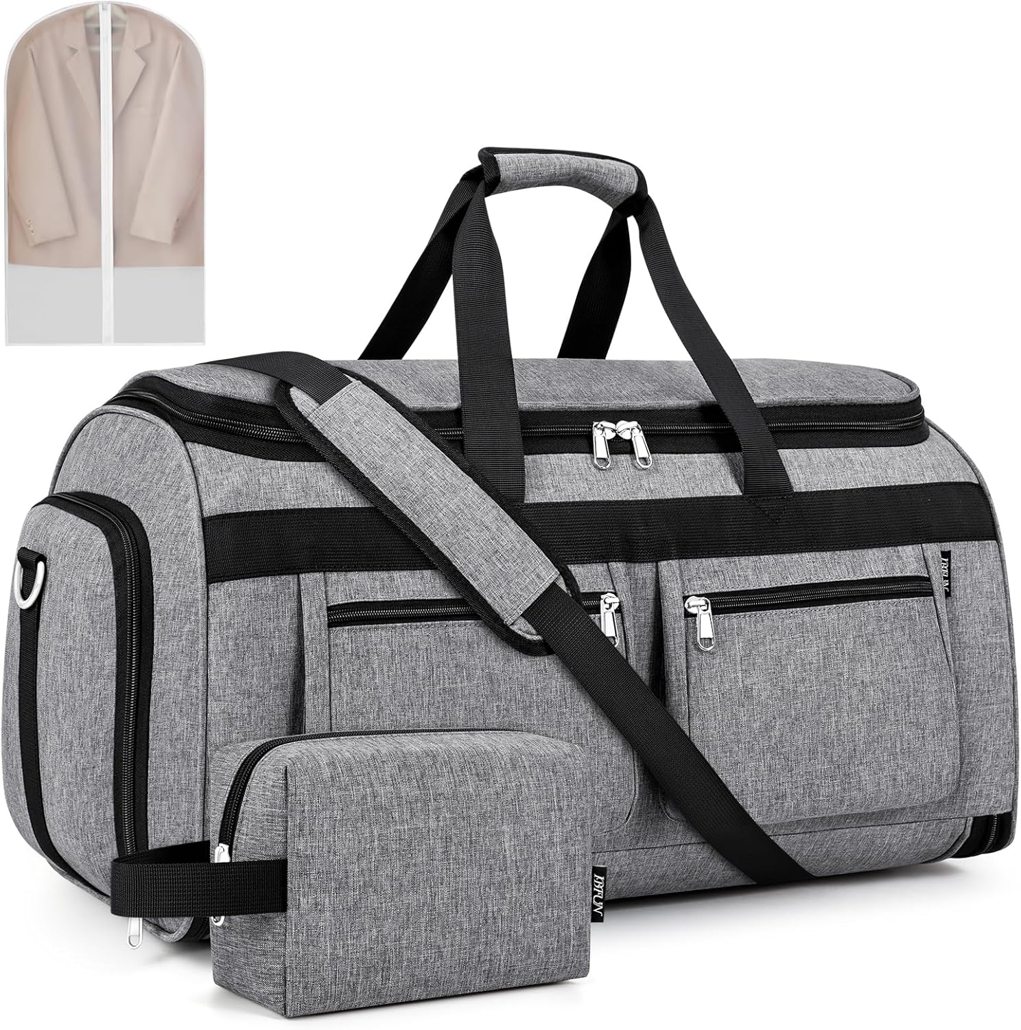 Convertible Garment Duffel Bags for Travel - Carry on Garment Bag with Toiletry Bag Large Travel Duffel Bag 2 in 1 Hanging Suit Bag Weekender Bag for Men Women 2pcs Set