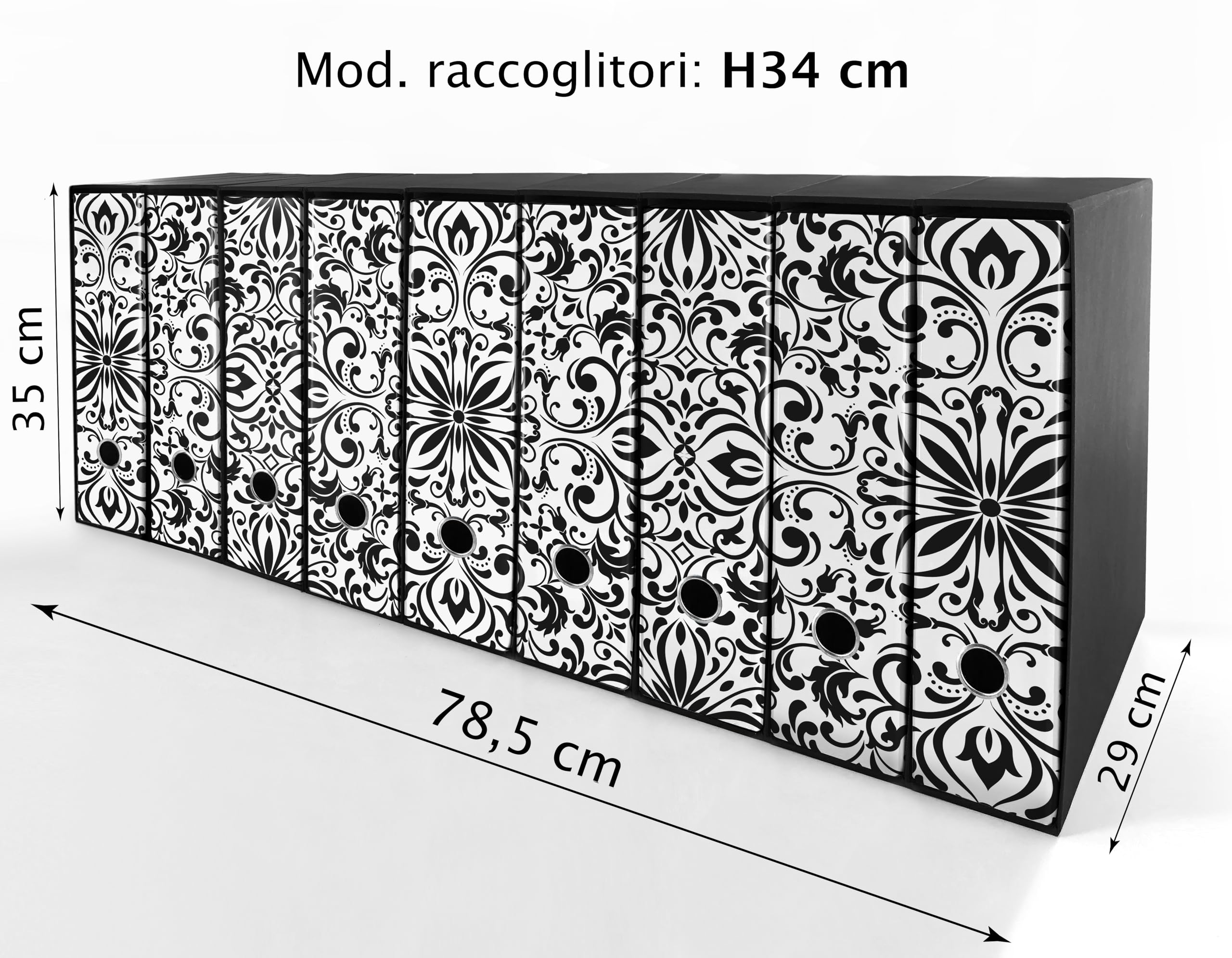 Set da 9 raccoglitori ad anelli DAMASCO - Faldoni SHAREPRINTING (H34 con 2 anelli)