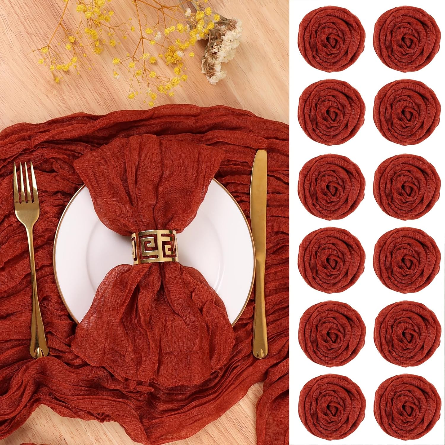 TuTive Crinkled Gauze Cheesecloth Napkins Bulk Soft Cozy