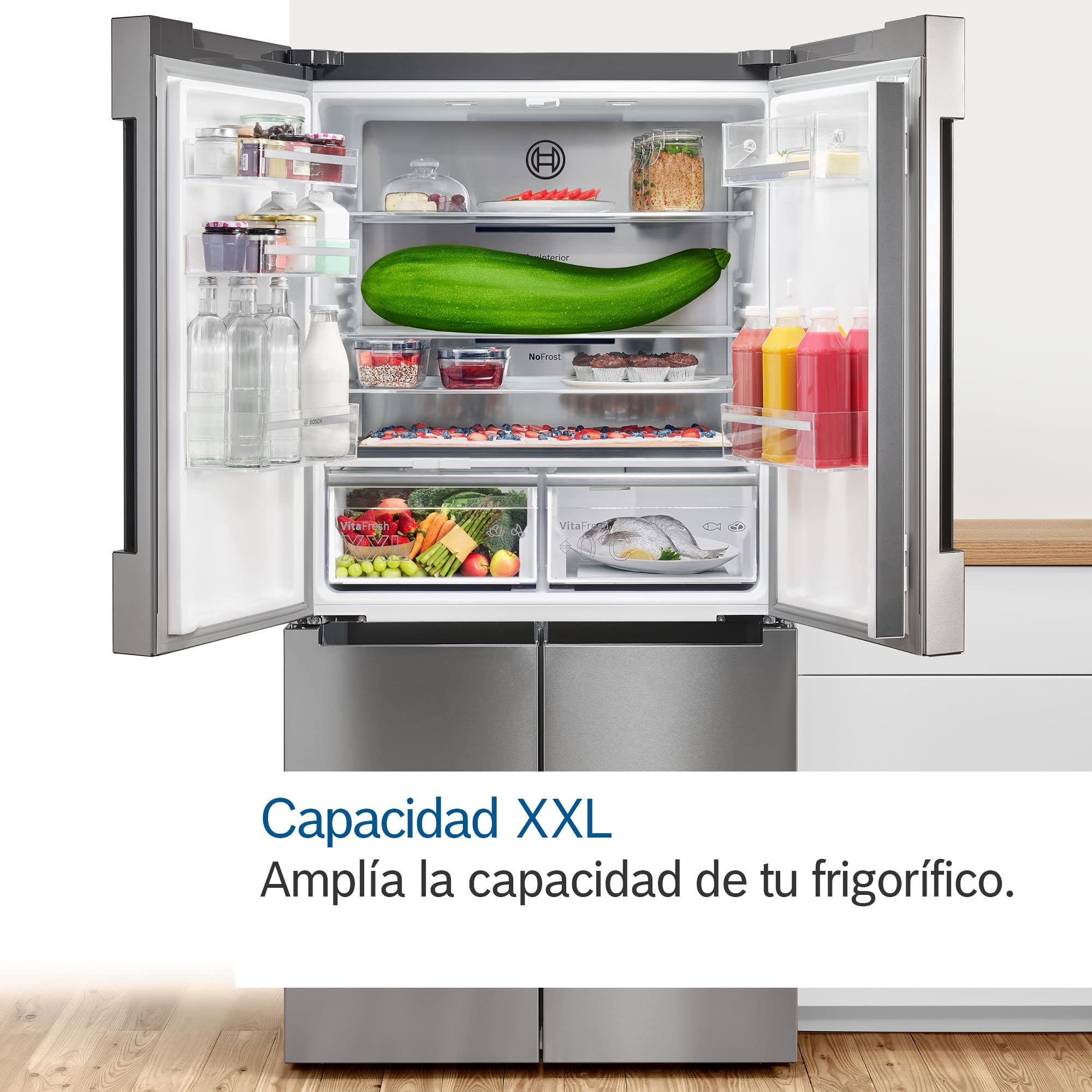 Bosch - Frigorífico Multipuerta, Serie 6, 183x191 cm, 405 l, NoFrost, Acero inoxidable antiehuellas, KFN96APEA | Gran capacidad y frescura duradera para tus alimentos.