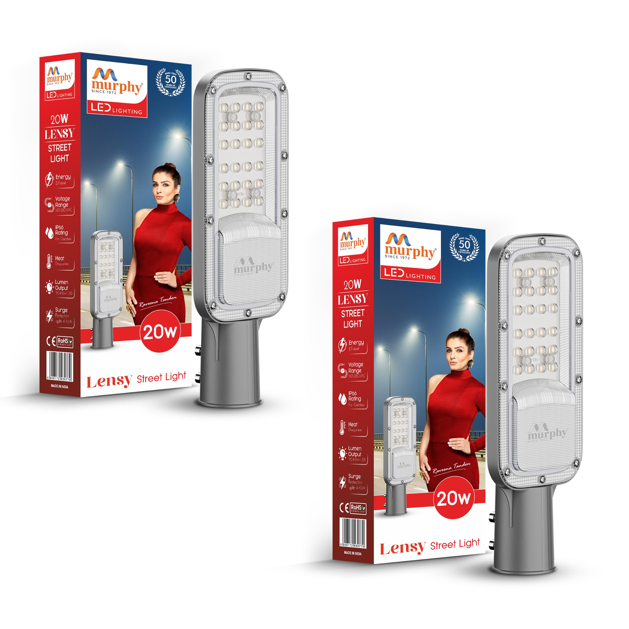 Murphy LED Lensy 20 Watts Ip-65 Bis Approved Waterproof Outdoor Street Light, Cool White Pack of 2-picture-24