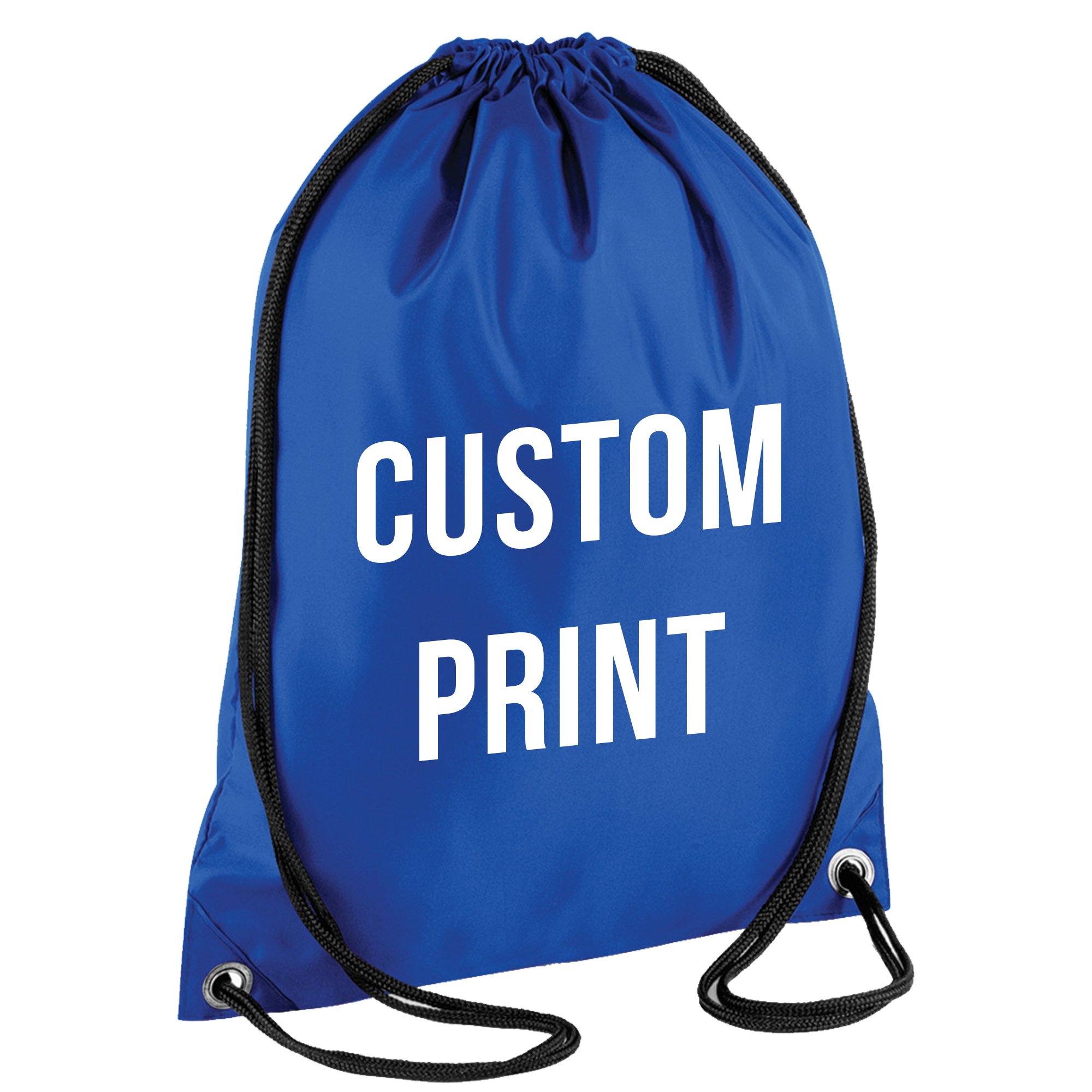 The Shed Royal Blue Personalised Custom Print - Drawstring Backpack Waterproof Bag Gym Pe Duffle School Uniform Sack (Royal Blue)
