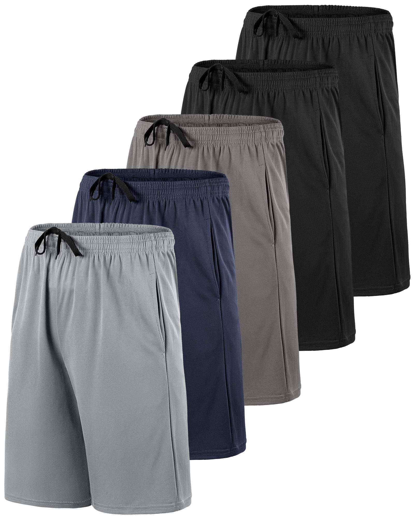 5 Pack Boys' Mesh Athletic Shorts Basketball Kids Soccer Sports Pockets