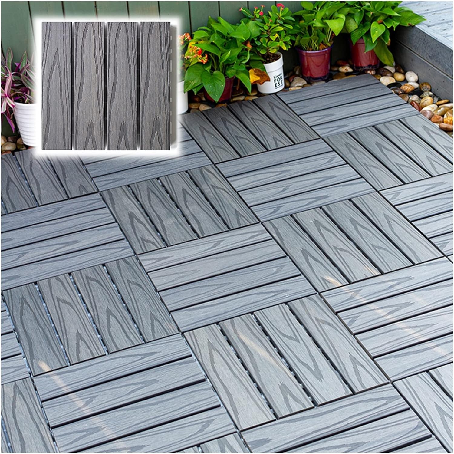 Interlocking Wood Deck Tiles Waterproof Outdoor Flooring Patio Decking