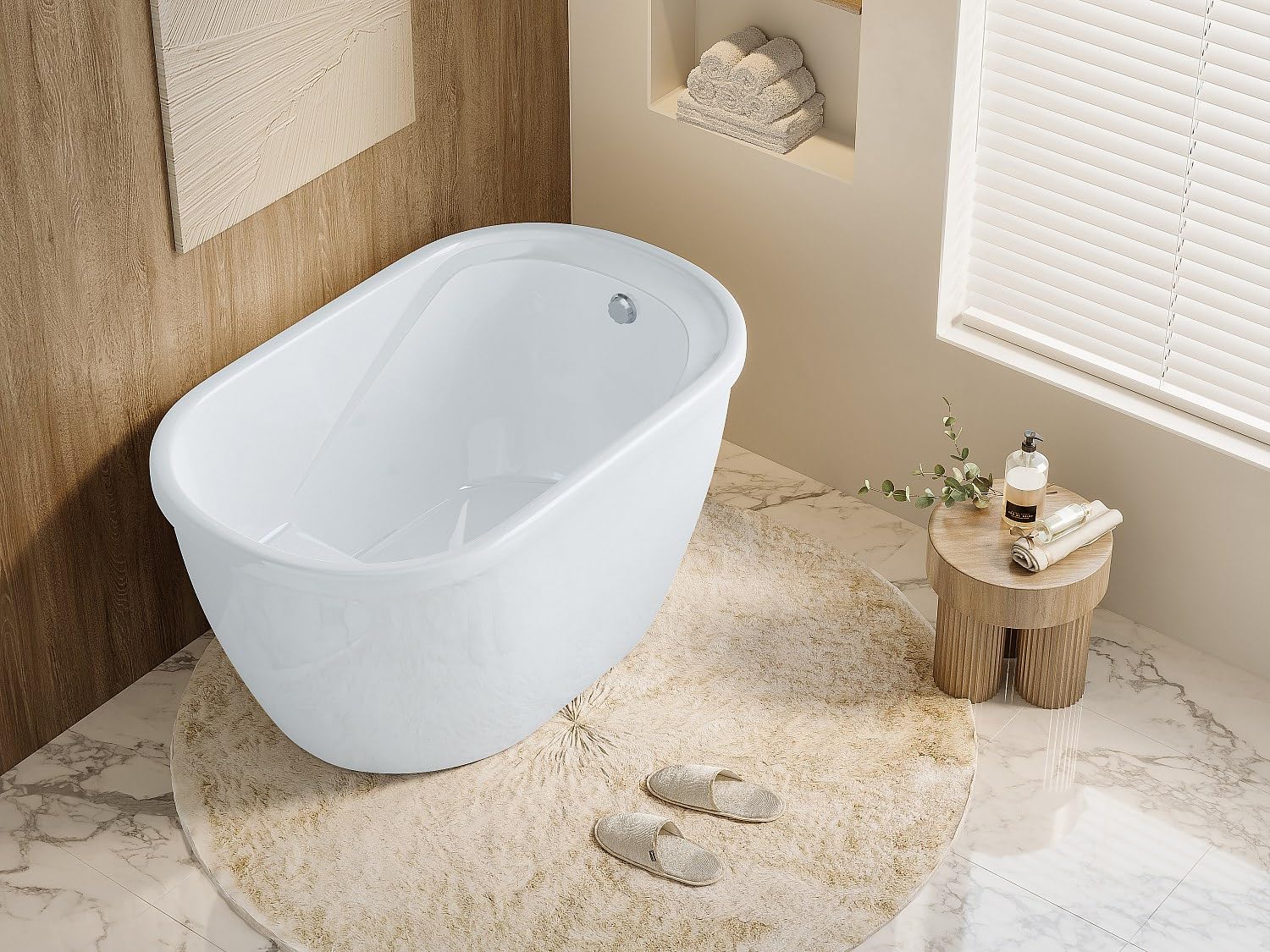 Vente-unique - Vasca da bagno freestanding 120 x 75 x H65 cm - 240L - Bianco - PICCOLA