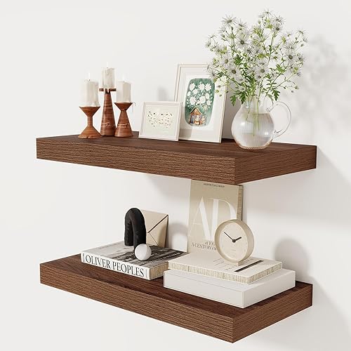 Miniatura 49 de Estantes flotantes de color blanco profundo de 12 pulgadas, estante flotante de 16 x 12 pulgadas para libros, estantes de pared profundos de madera
