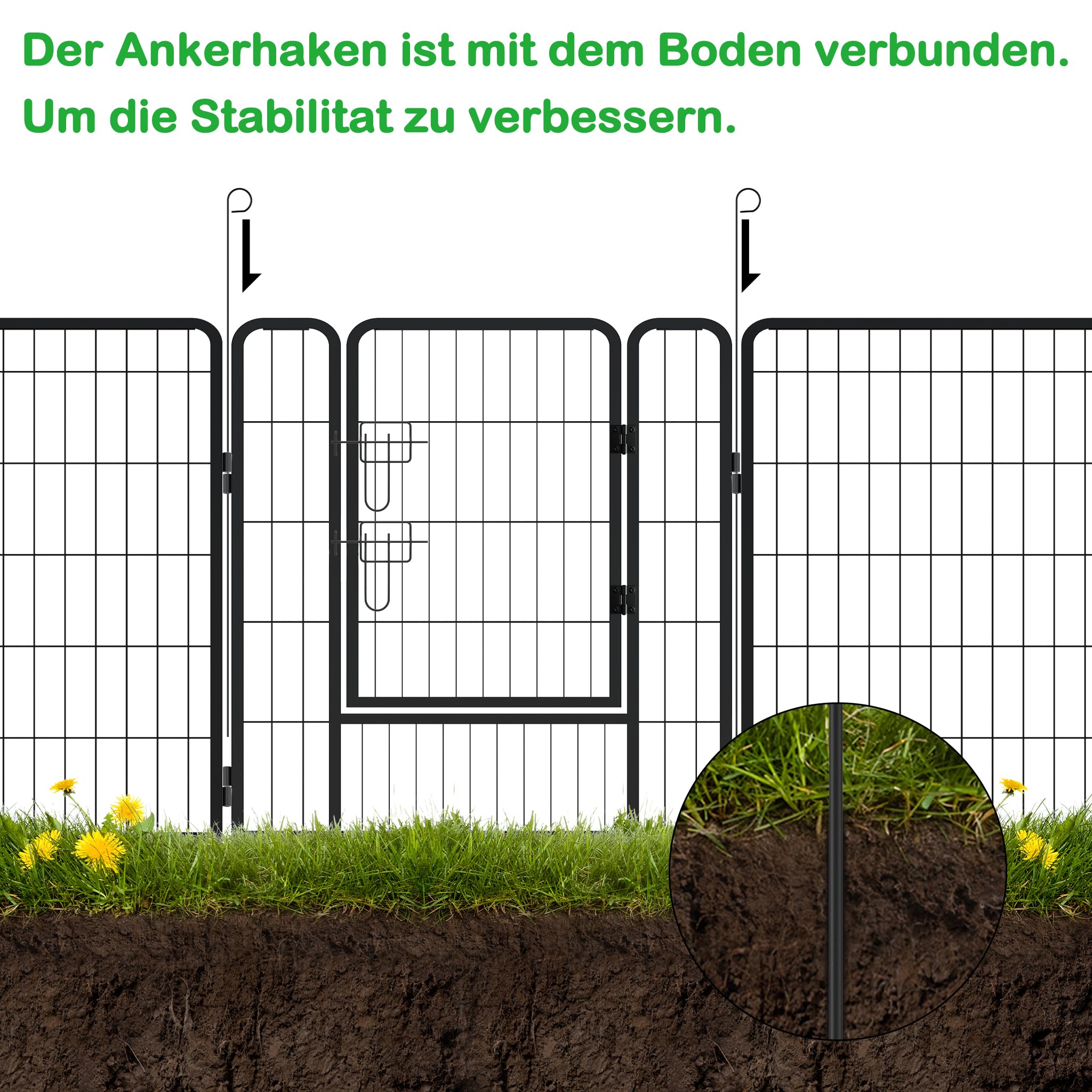 XMTECH Welpenlaufstall 12 Gitter je 80 x 80 cm Freilaufgehege Hundelaufstall, Welpenauslauf mit Türen, flexibel und faltbar, Welpengitter für Wohnung & Garten