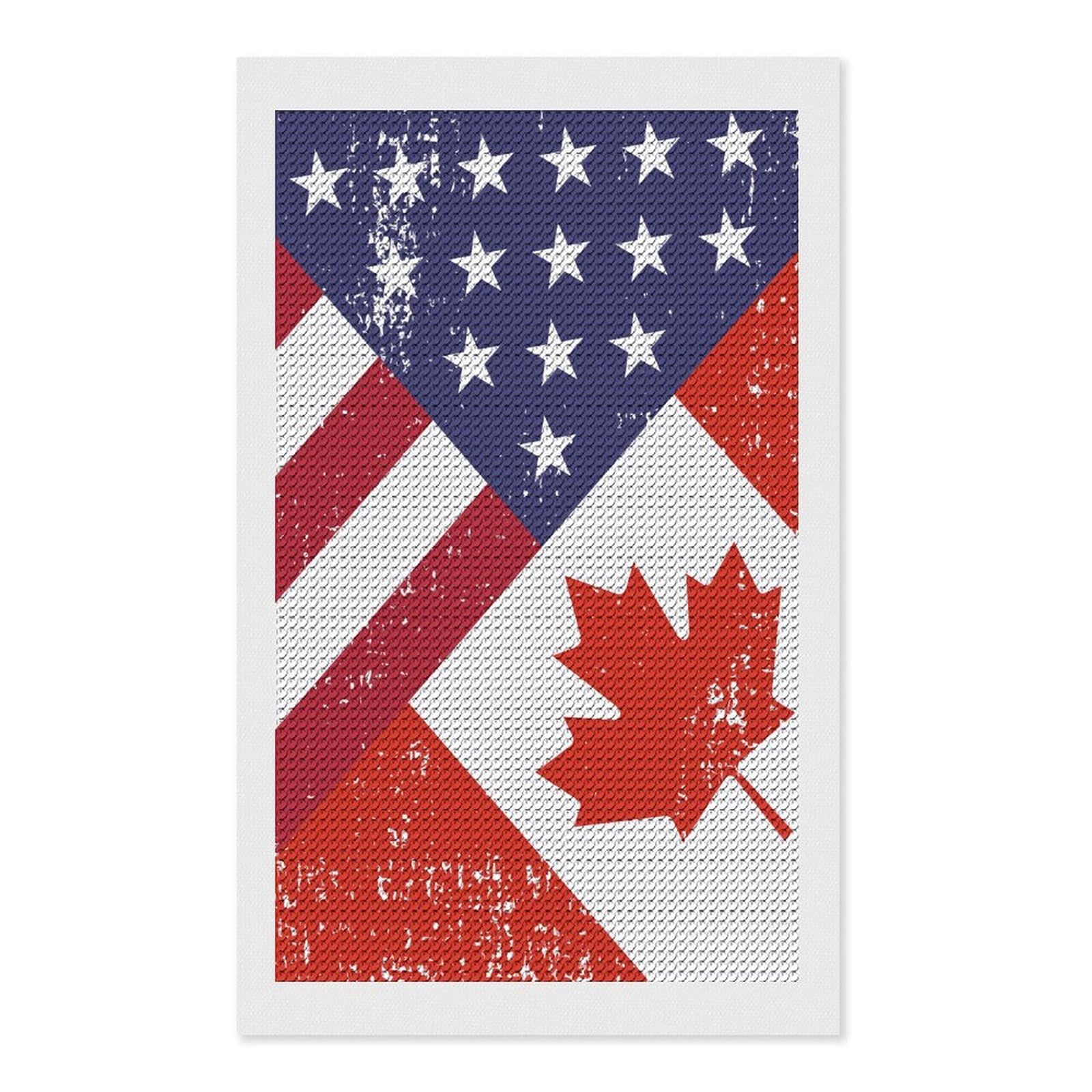 Nclqvjxzkhw Style Retro America Canada Flag Diamond Art Painting For Adult Round Diamonds Pictures Arts Crafts Home Wall Decor 12"X20"