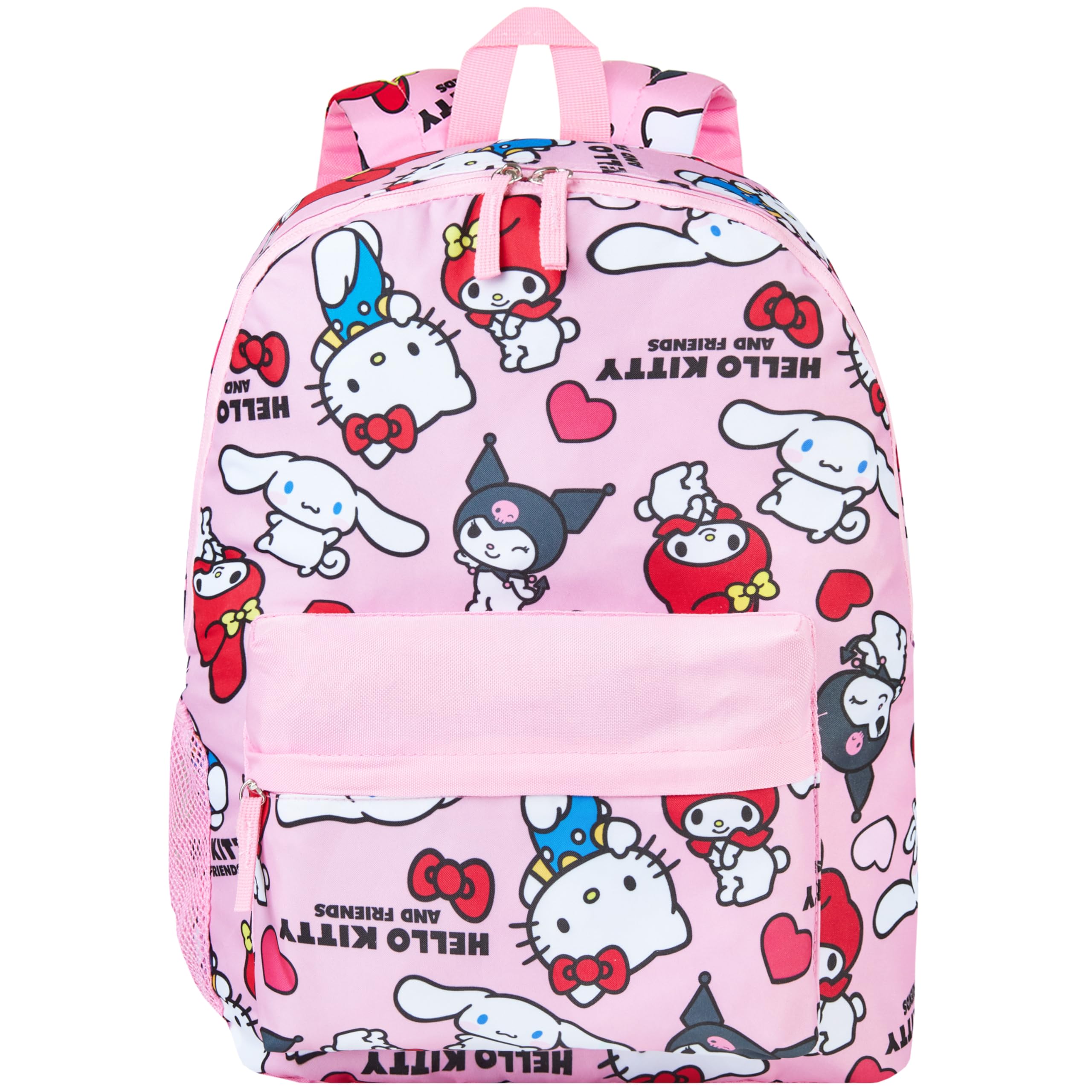 Hello Kitty Sanrio Backpack Kawaii Girls Backpacks with Pocket All Over Print Kuromi My Melody Cute Travel Bag Anime Gifts for Girls