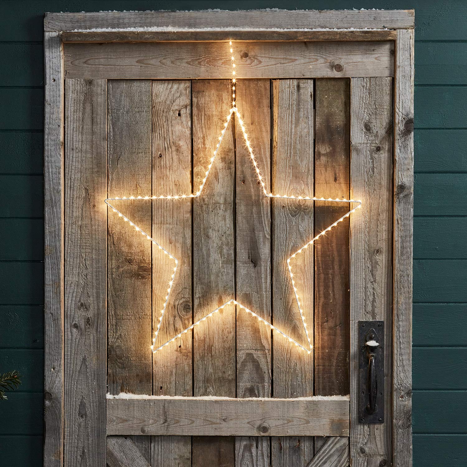 Lights4fun Déco Étoile Lumineuse de Noël de 58cm pour Suspension avec 176 LED Blanc Chaud pour Extérieur