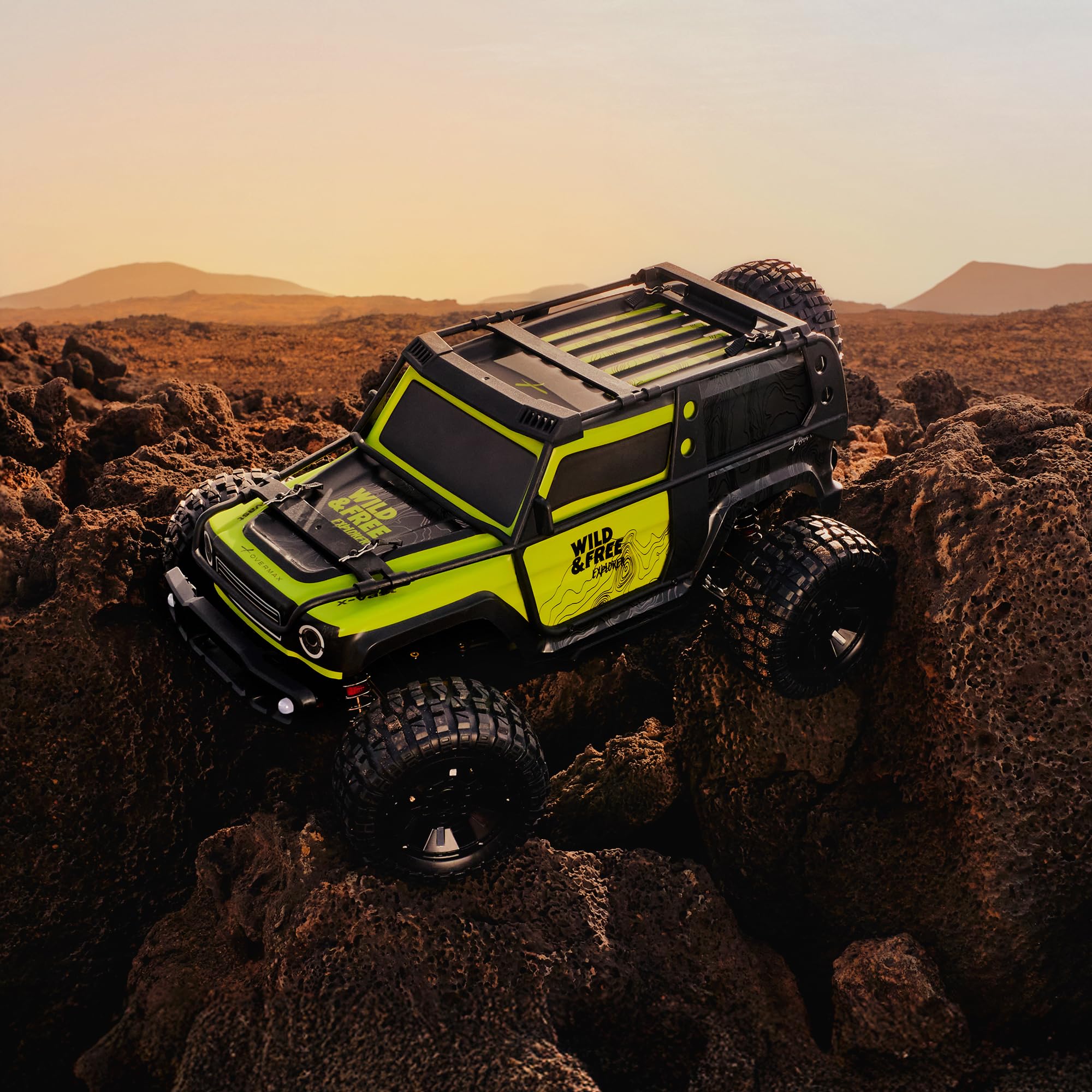 Lionelo Overmax X-Vast zdalnie sterowany samochód 4WD 1:10, 30 km/h Offroad RC, 2,4 GHz, 40 min z 2 akumulatorami, tłumikiem oleju, LED, jazda na dwóch kołach, Crawler dla dzieci 8+ i dorosłych