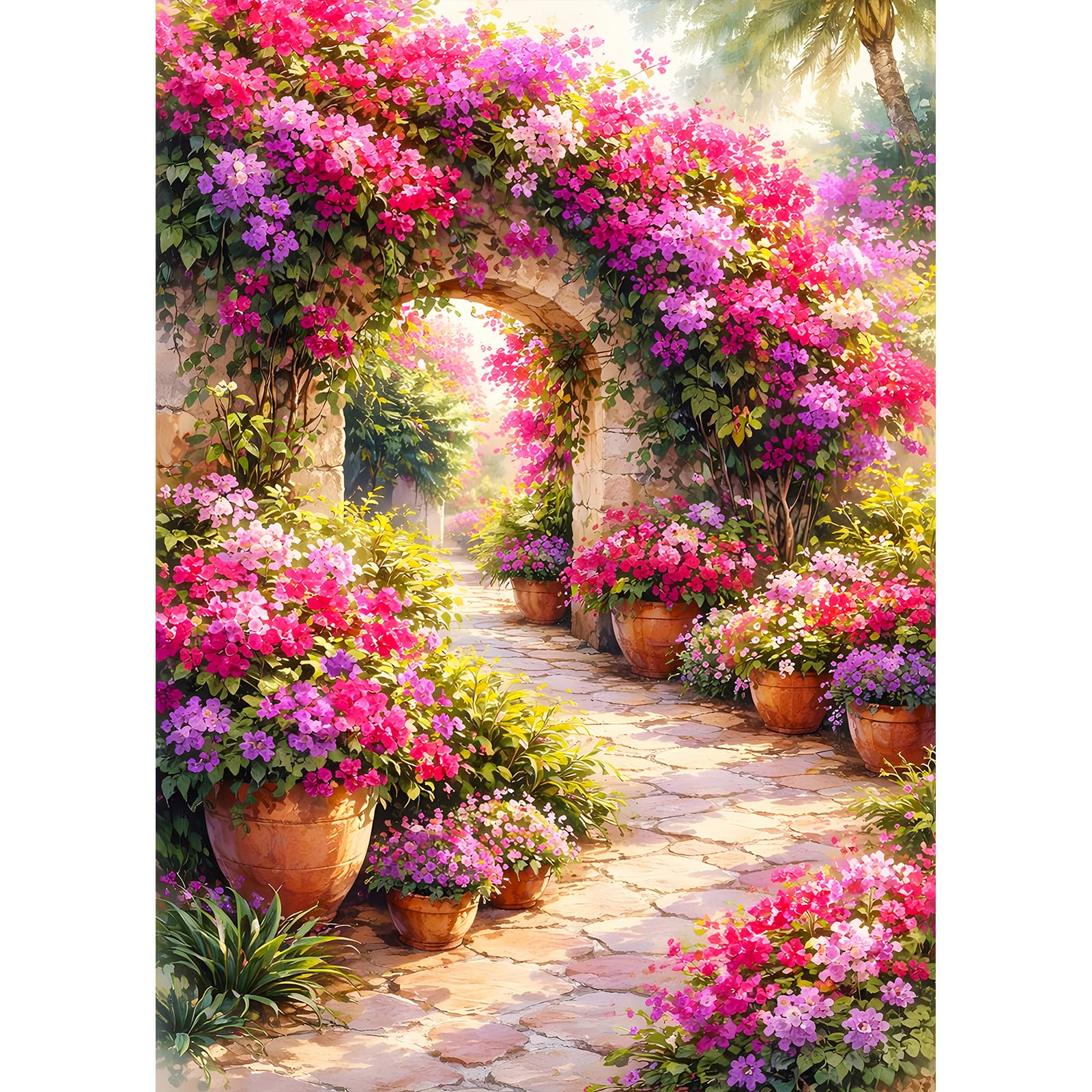 DPHERO Garden Diamond Painting Kits for Beginners Adults,5D DIY Colorful Flowers Diamond Art Kits,Round Full Drill Wildflowers Path Art Crafts,DIY Painting by Numbers for Home Wall Decor 12x16 inch — image 1