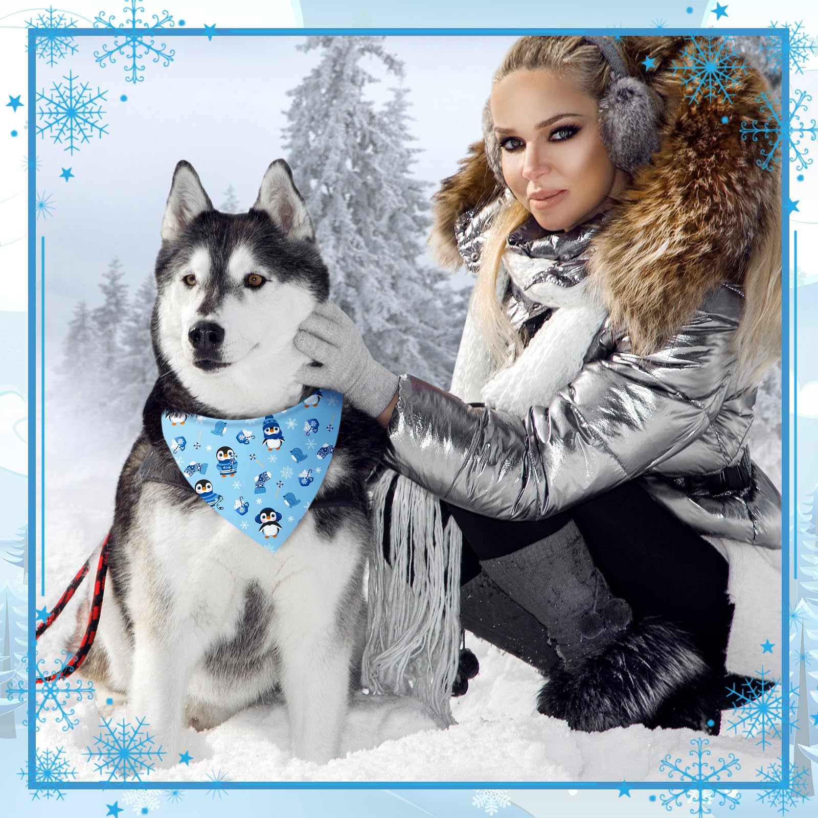 Preboun Lot de 50 bandanas d'hiver pour chien en vrac, flocons de neige, bandanas triangulaires pour chiens, écharpes triangulaires, accessoires photo, accessoires pour animaux de compagnie, 25 styles